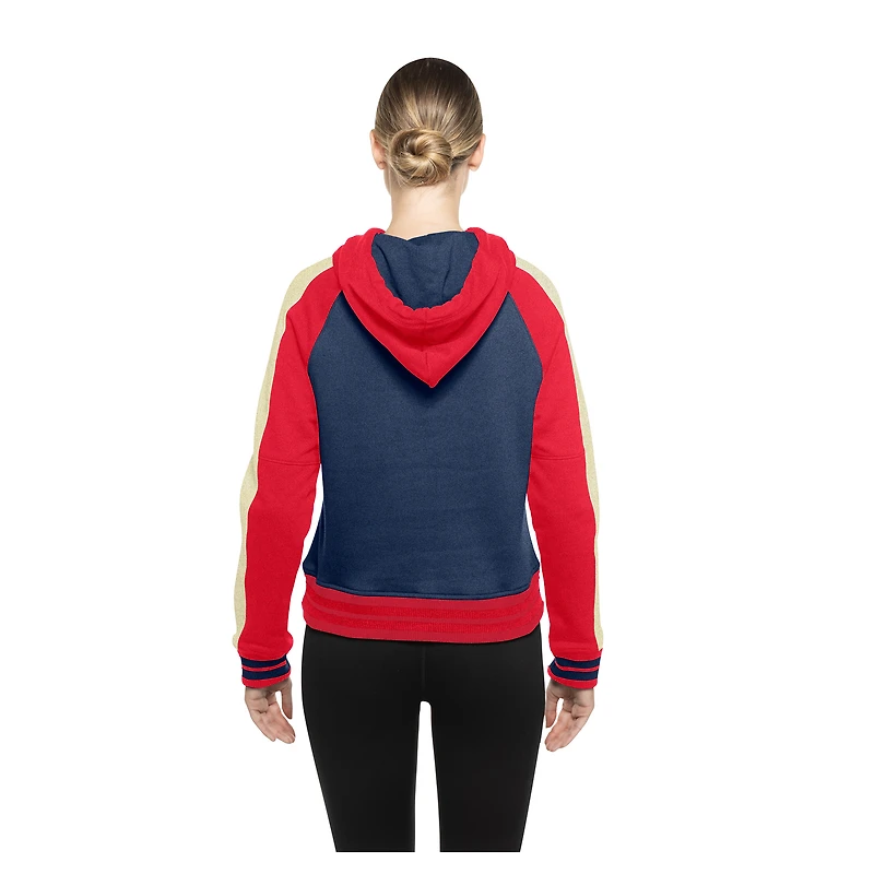 Women's New Era  Navy Boston Red Sox Throwback Cropped Raglan Pullover Hoodie