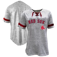 T-shirt moucheté à lacets gris chiné pour femme des Red Sox de Boston