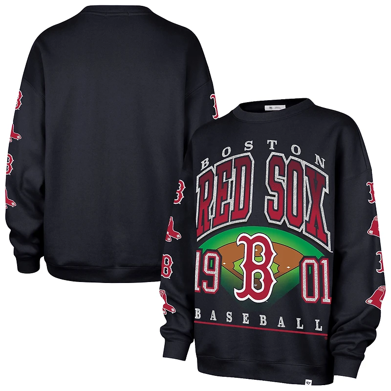 Women's '47 Black Boston Red Sox Trendy Team Go Big Oversized Sweatshirt