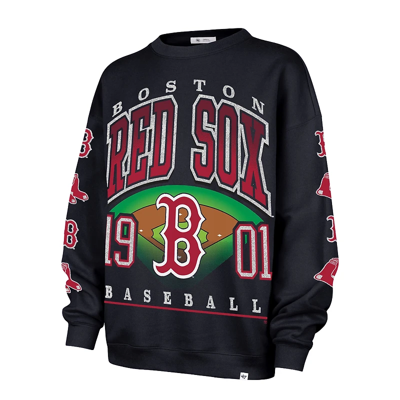 Women's '47  Black Boston Red Sox Trendy Team Go Big Oversized Sweatshirt