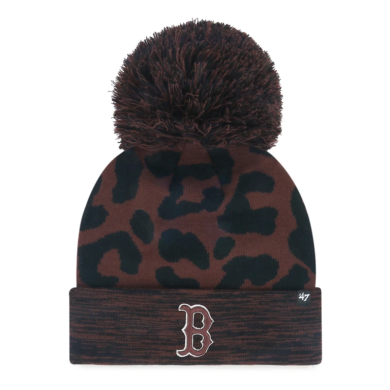 Bonnet en tricot à revers et pompon Boston Red Sox marron '47 pour femme
