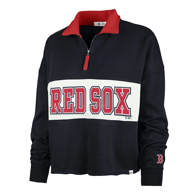 Women's '47 Navy Boston Red Sox Remi Quarter-Zip Cropped Top