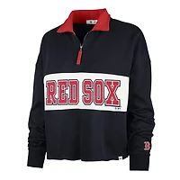 Women's '47 Navy Boston Red Sox Remi Quarter-Zip Cropped Top
