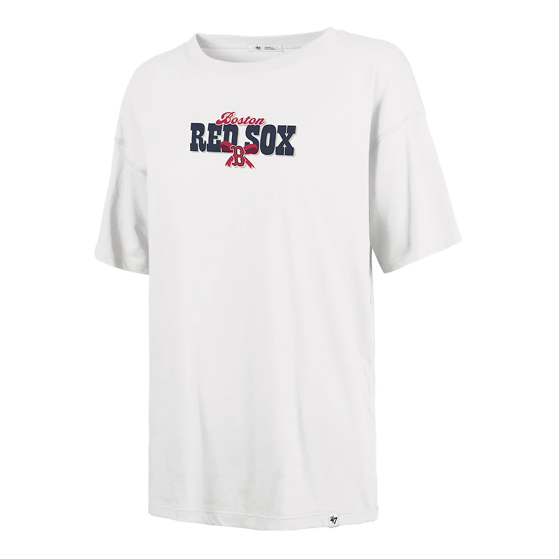 T-shirt Sadie pour femme, motif nœud papillon et bannière des Red Sox de Boston, année 47