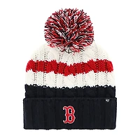 Bonnet en tricot à revers Ashfield '47 pour femmes, blanc/bleu marine, Boston Red Sox, avec pompon