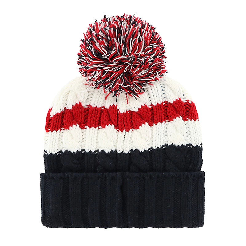 Bonnet en tricot à revers Ashfield '47 pour femmes, blanc/bleu marine, Boston Red Sox, avec pompon