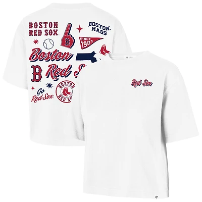 Women's '47  White Boston Red Sox Collage Script Reed City T-Shirt
