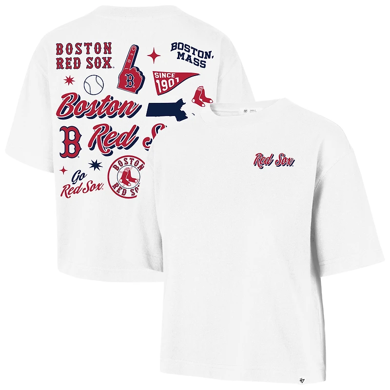 Women's '47 White Boston Red Sox Collage Script Reed City T-Shirt