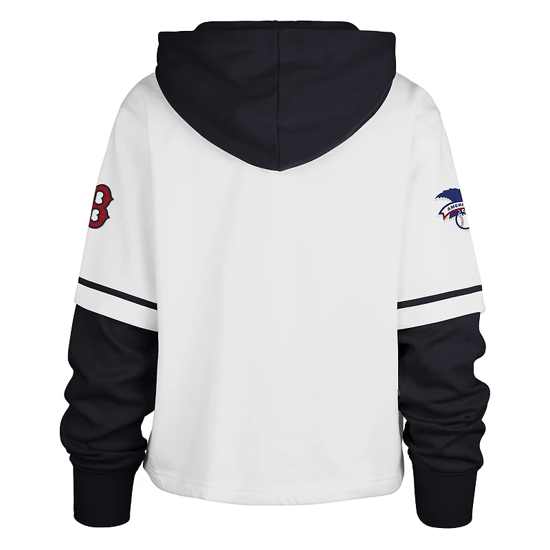 Sweat à capuche court pour femme '47 White Boston Red Sox Trifecta