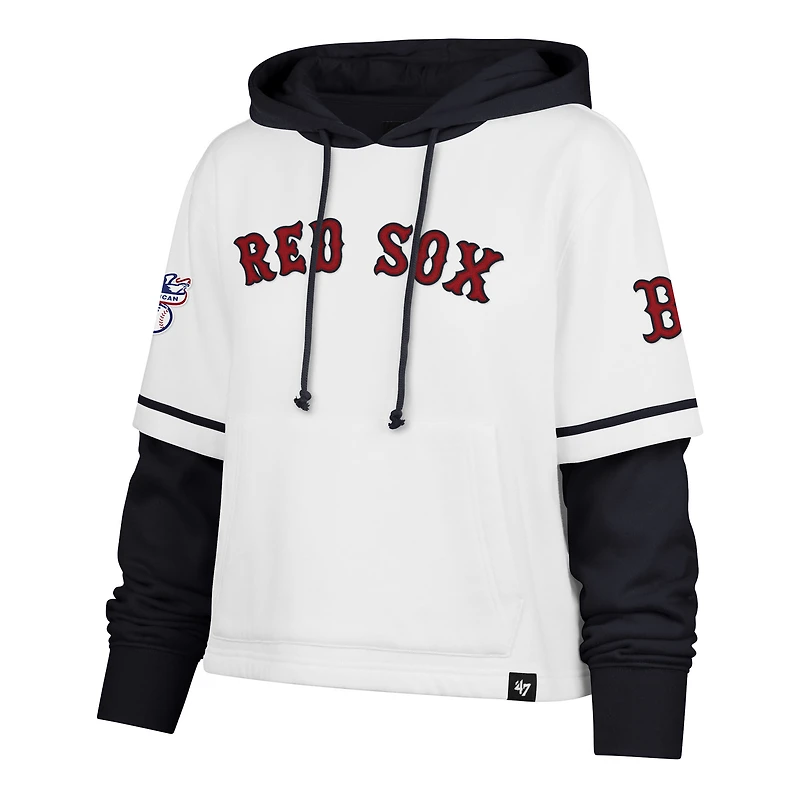 Sweat à capuche court blanc Boston Red Sox Trifecta Shortstop '47 pour femme