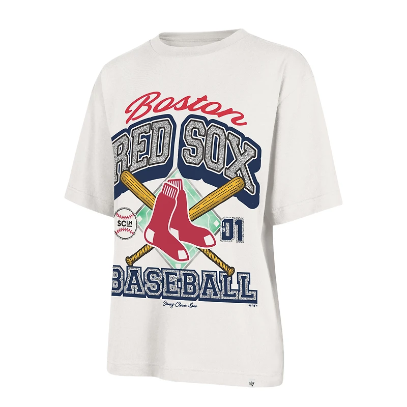 Women's '47 x Stoney Clover Lane Sand Boston Red Sox Crossover Base Foundation T-Shirt