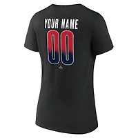 T-shirt noir à col en V pour femme, motif domicile des Red Sox de Boston, avec nom et numéro personnalisés