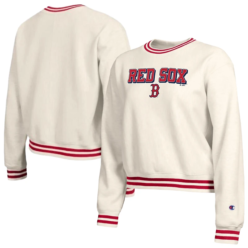 Sweat-shirt Champion crème pour femme, Boston Red Sox, à tissage inversé