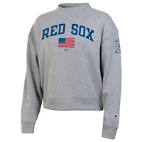 Women's Champion  Heather Gray Boston Red Sox Americana Triumph Fleece Tri-Blend Sweatshirt