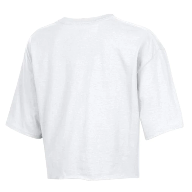 Women's Champion White Boston Red Sox Boyfriend Cropped Americana T-Shirt