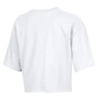 Women's Champion  White Boston Red Sox Boyfriend Cropped Americana T-Shirt