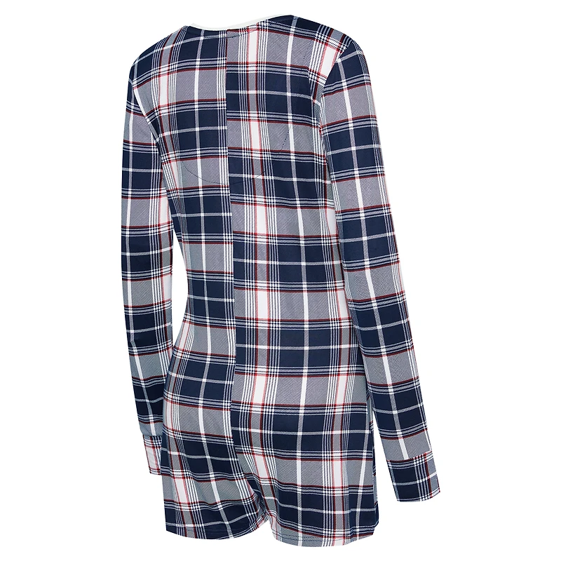Combinaison en tricot à col V carreaux Ashford Boston Red Sox bleu marine Concepts Sport pour femme