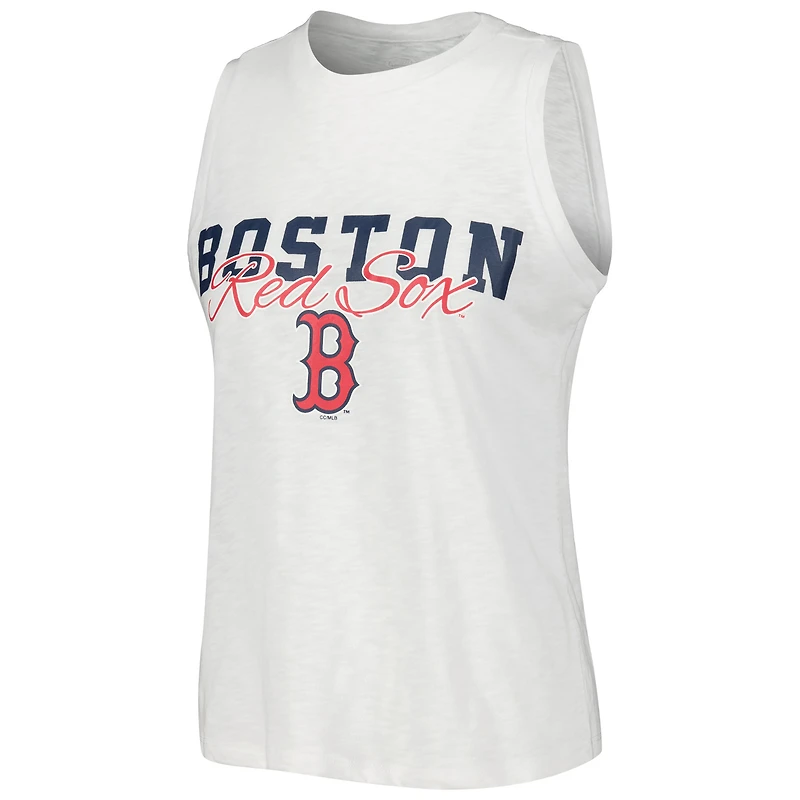 Women's Concepts Sport White Boston Red Sox Reel Pinstripe Tank Top & Shorts Sleep Set