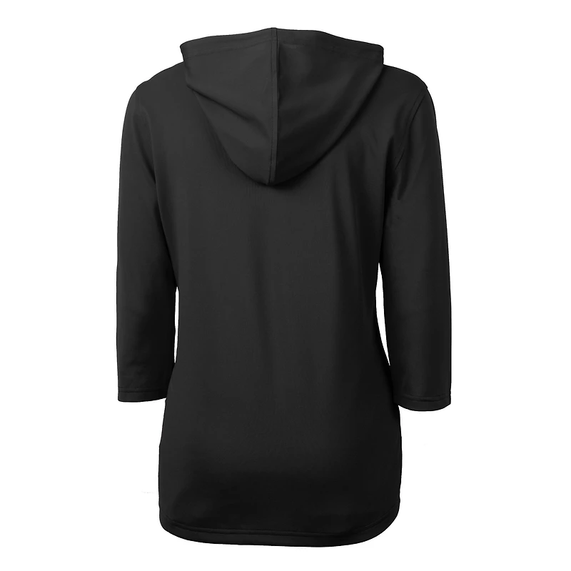 Women's Cutter & Buck Black Boston Red Sox Virtue Eco Pique Half-Zip 3/4 Sleeve Pullover Hoodie