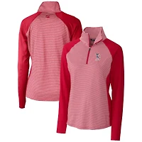 Pull-over extensible demi-zippé à rayures ton sur avec logo Americana pour femme Cutter & Buck Cardinal Boston Red Sox