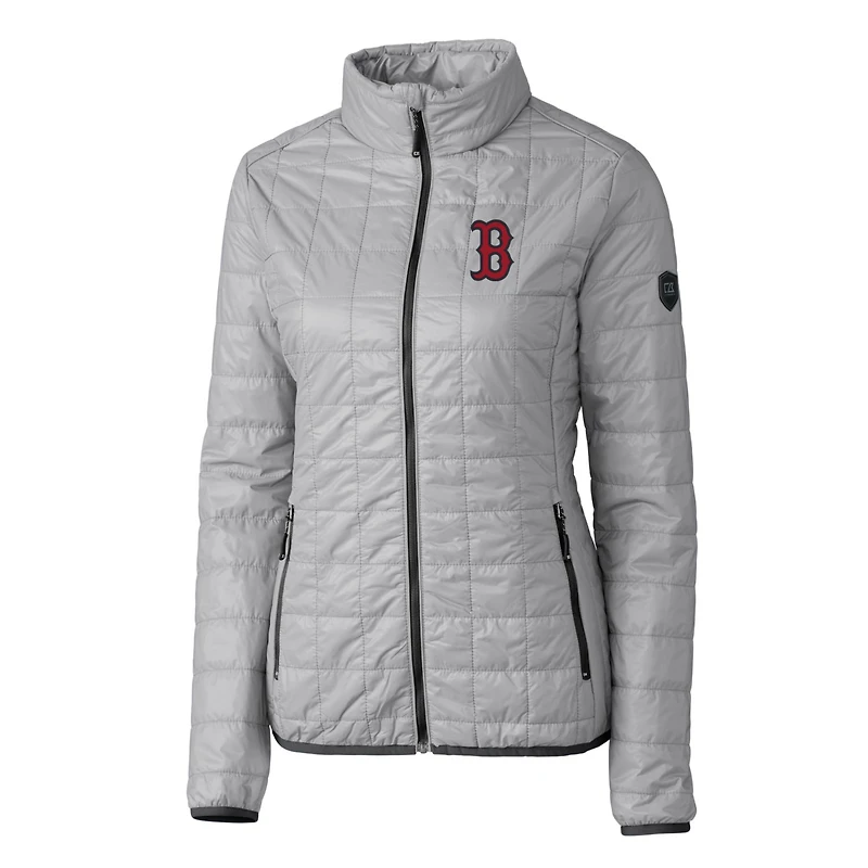 Doudoune zippée intégrale PrimaLoft Eco Rainier des Boston Red Sox pour femme, grise, Cutter & Buck