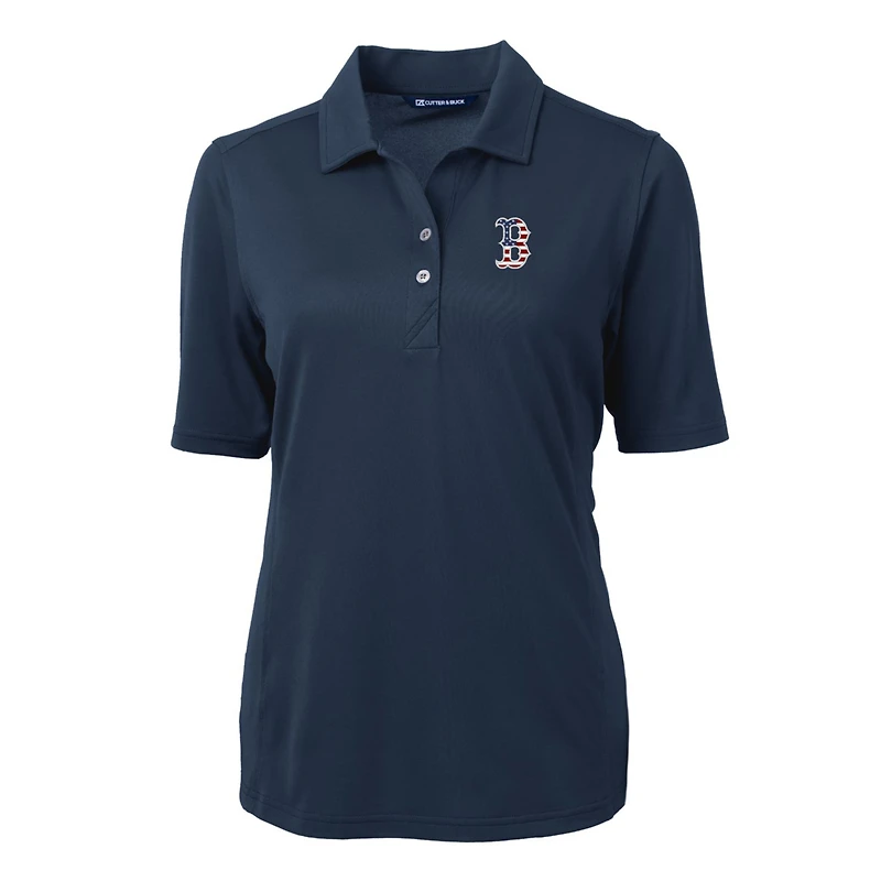 Women's Cutter & Buck Navy Boston Red Sox Americana Logo DryTec Virtue Eco Pique Recycled Polo