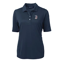 Women's Cutter & Buck Navy Boston Red Sox Americana Logo DryTec Virtue Eco Pique Recycled Polo