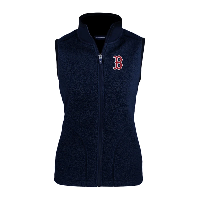 Gilet zippé en polaire Sherpa écologique Cascade pour femme, bleu marine, des Boston Red Sox, Cutter & Buck