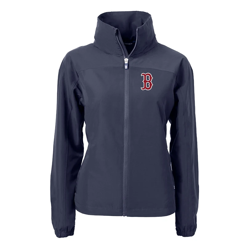Veste zippée intégrale en tissu recyclé Boston Red Sox Charter pour femme, bleu marine, Cutter & Buck