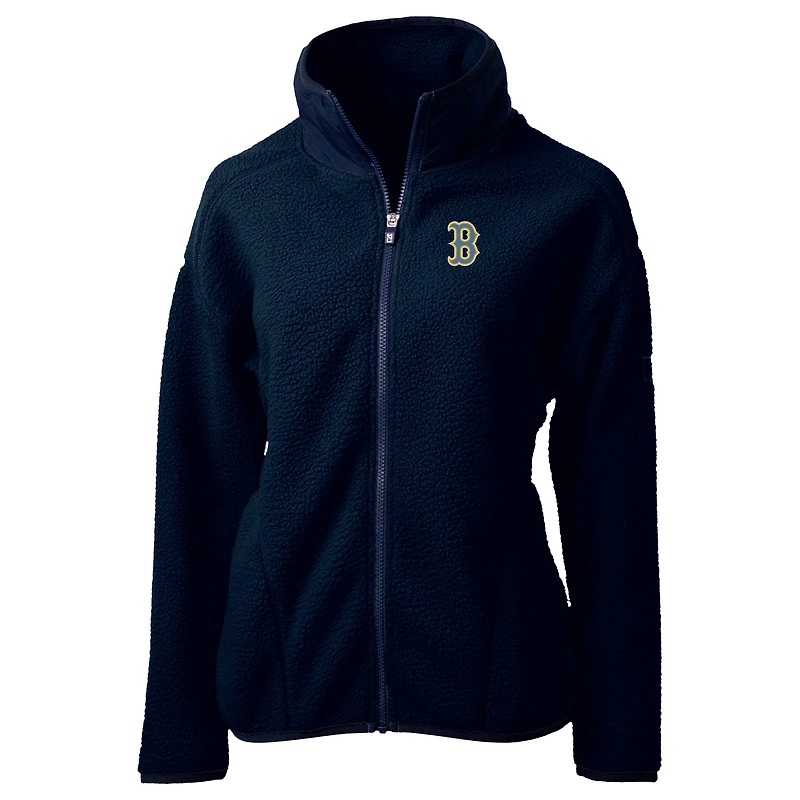 Veste zippée intégrale en sherpa écologique City Connect Cascade des Boston Red Sox pour femme Cutter & Buck bleu marine