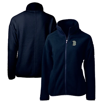 Veste zippée intégrale en sherpa écologique City Connect Cascade des Boston Red Sox pour femme Cutter & Buck bleu marine