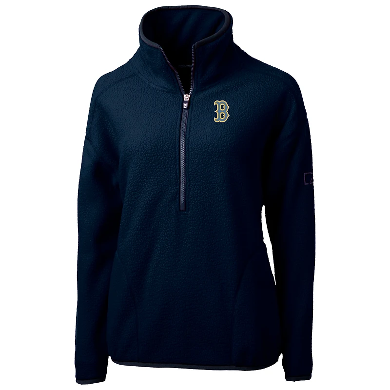 Veste demi-zippée en sherpa écologique City Connect Cascade pour femme, bleu marine, Cutter & Buck, Boston Red Sox