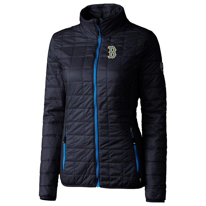 Doudoune isolante entièrement zippée PrimaLoft Eco Rainier pour femme, bleu marine, des Boston Red Sox City Connect Cutter & Buck