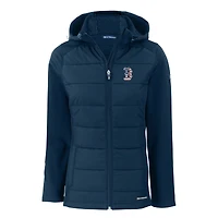 Veste à capuche entièrement zippée en softshell recyclée Evoke Hybrid Eco pour femme, bleu marine, des Boston Red Sox Cutter & Buck