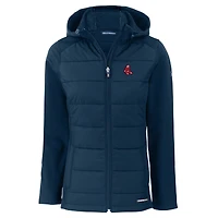 Veste à capuche entièrement zippée en softshell recyclée Evoke Hybrid Eco pour femme, bleu marine, des Boston Red Sox Cutter & Buck