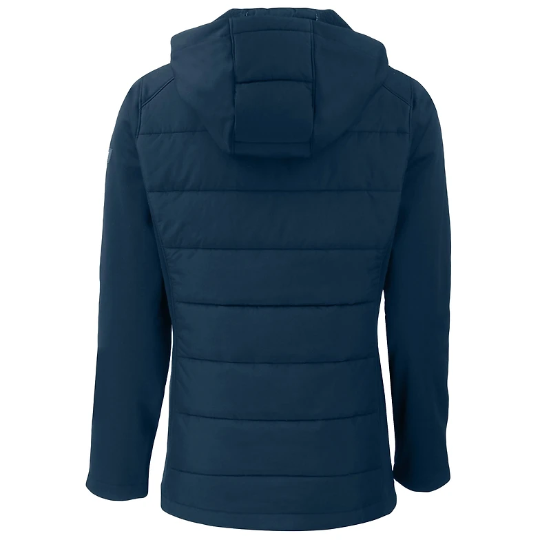 Veste à capuche entièrement zippée en softshell recyclée Evoke Hybrid Eco pour femme, bleu marine, des Boston Red Sox Cutter & Buck