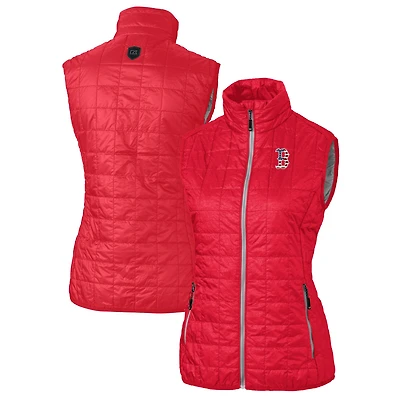 Gilet matelassé isolant entièrement zippé PrimaLoft pour femme avec logo Americana et Boston Red Sox de Cutter & Buck rouge