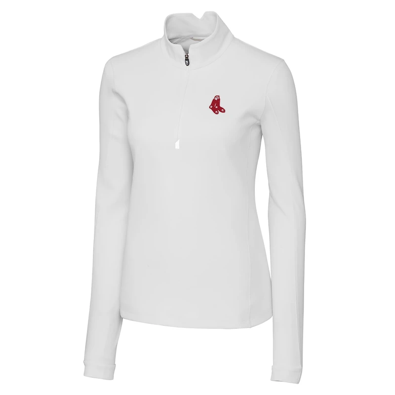Pull-over blanc à fermeture éclair quart de tour pour femme, Cutter & Buck, Boston Red Sox Traverse Stretch