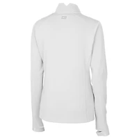 Women's Cutter & Buck White Boston Red Sox  Traverse Stretch Quarter-Zip Pullover Top