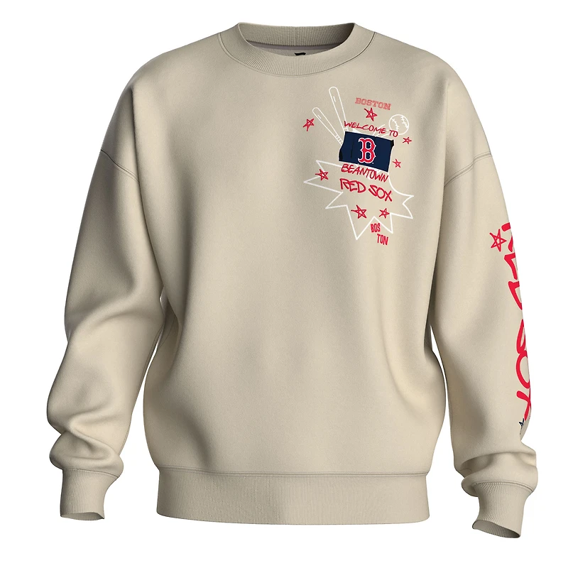 Women's Fanatics  Beige Boston Red Sox Graffiti Fleece Sweatshirt