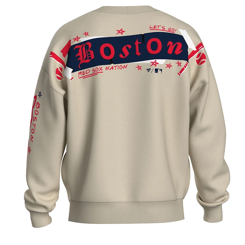 Women's Fanatics  Beige Boston Red Sox Graffiti Fleece Sweatshirt