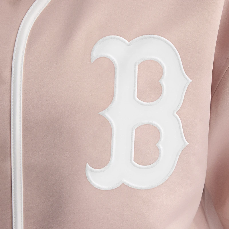 Women's Fanatics Faded Rose Boston Red Sox Iconic Full-Button Satin Baseball Top