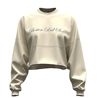 Women's Fanatics  Light Beige Boston Red Sox Spirit Floral Script Cropped Long-Sleeve T-Shirt