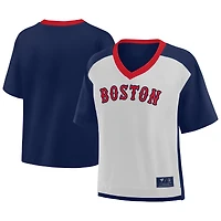 Women's Fanatics Navy/Graphite Boston Red Sox Oversized Race To Win V-Neck T-Shirt