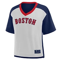 Women's Fanatics Navy/Graphite Boston Red Sox Oversized Race To Win V-Neck T-Shirt