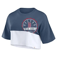 Women's Fanatics Navy/White Boston Red Sox Color Split Boxy Cropped T-Shirt