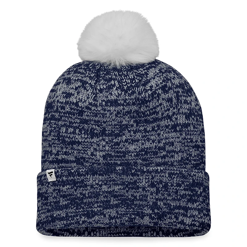 Bonnet en tricot à revers emblématique Fanatics pour femmes bleu marine/blanc des Red Sox de Boston avec pompon