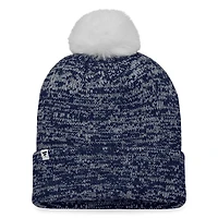 Bonnet en tricot à revers emblématique Fanatics pour femmes bleu marine/blanc des Red Sox de Boston avec pompon