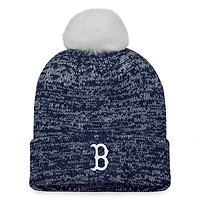 Women's Fanatics Navy/White Boston Red Sox Iconic Cuffed Knit Hat with Pom