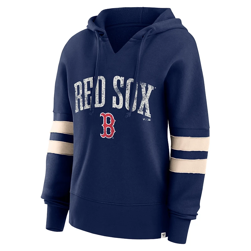 Sweat à capuche Fanatics pour femmes, bleu marine, Boston Red Sox, Bold Move, col cranté, hanche haute